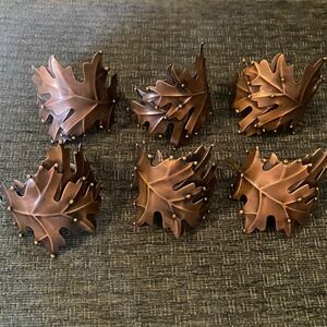 Unbranded Napkin Rings Set of 6 Copper Tone Excellent Harvest Oak‎ Leaf